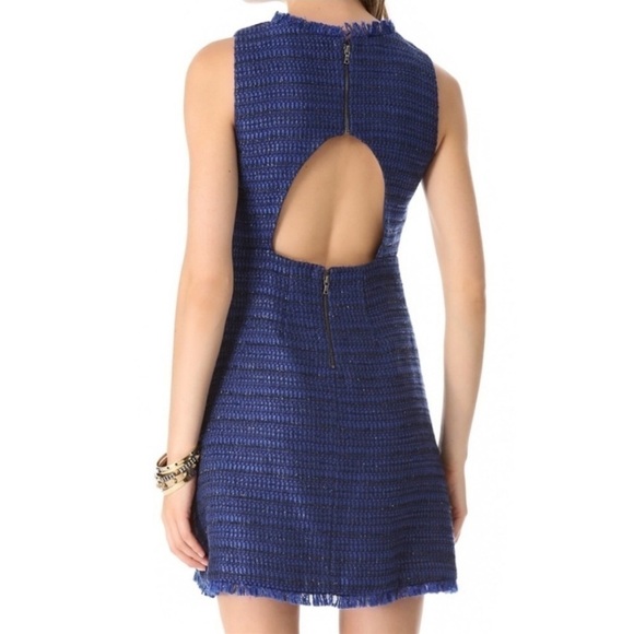 Alice + Olivia Stari Cutout Back Blue Tweed Dress size 8 - Picture 7 of 9